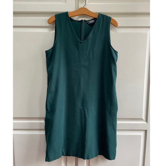 Lands' End Sleeveless Dress Green Scuba Knit Sz 10 Pockets - Picture 1 of 7